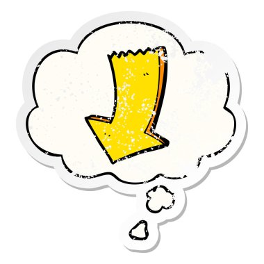 çizgi film işaret ok ve sıkıntılı yıpranmış s olarak kabarcık düşünce