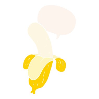 retro tarzında karikatür muz ve konuşma balonu