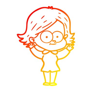 sıcak degrade çizgi çizim mutlu karikatür kız