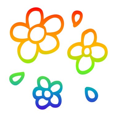 gökkuşağı degrade çizgi çizim karikatür dekoratif çiçekler