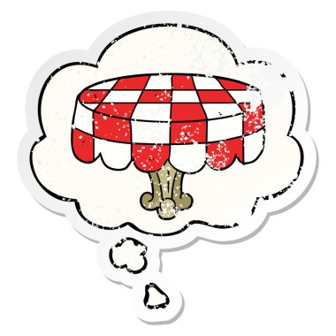 karikatür tablo ve sıkıntılı yıpranmış etiket olarak kabarcık düşünce