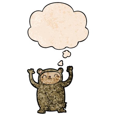 sevimli karikatür ayı ve grunge doku desen s düşünce balonu