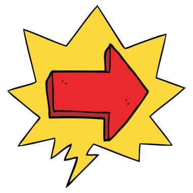 karikatür işaret ok ve konuşma balonu