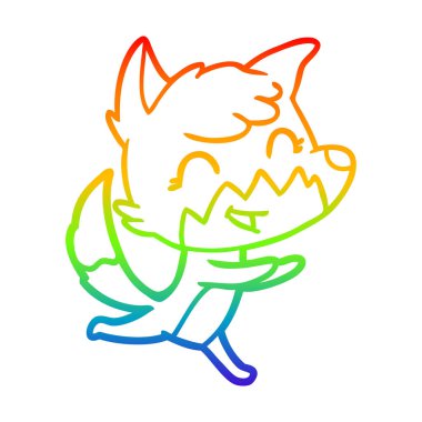 gökkuşağı degrade çizgi çizim mutlu karikatür tilki