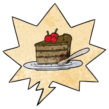 r çikolatalı kek ve konuşma balonu karikatür pahalı dilim