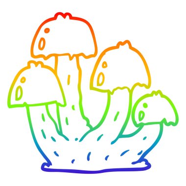 gökkuşağı gradyan çizgi çizim karikatür mantar