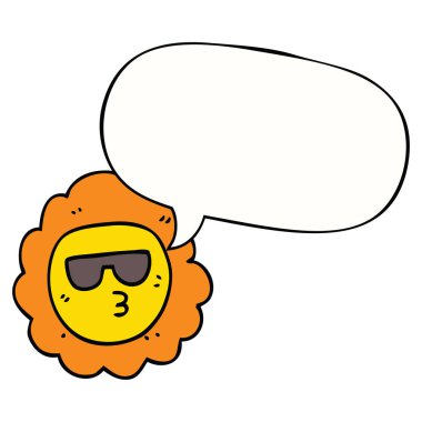 karikatür ayçiçeği ve konuşma balonu