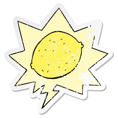 karikatür limon ve konuşma balonu sıkıntılı etiket