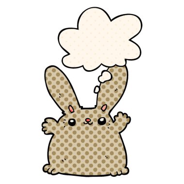 çizgi film tavşan ve çizgi roman tarzında düşünce balonu
