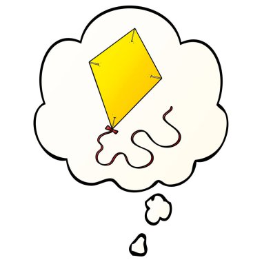 çizgi film uçan uçurtma ve pürüzsüz degrade tarzında kabarcık düşünce