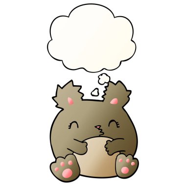 çizgi film ayısı ve pürüzsüz degrade tarzında düşünce balonu