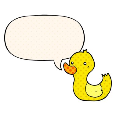 çizgi roman tarzında karikatür ördek ve konuşma balonu