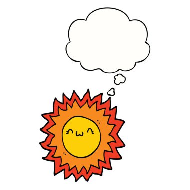 karikatür güneş ve düşünce balonu