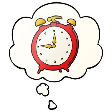 karikatür çalar saat ve pürüzsüz degrade tarzında düşünce balonu