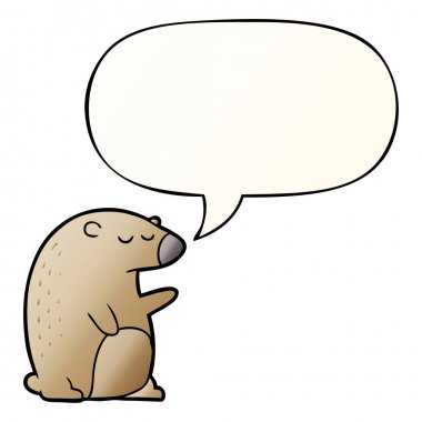 düzgün degrade tarzında karikatür ayı ve konuşma balonu