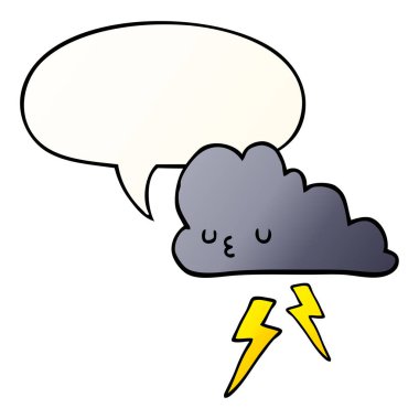 düzgün degrade tarzında karikatür fırtına bulut ve konuşma balonu