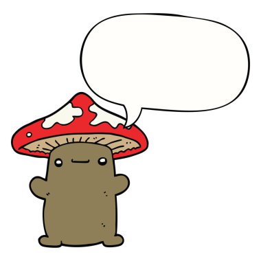 karikatür mantar ve konuşma balonu