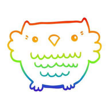 gökkuşağı degrade çizgi çizim karikatür baykuş