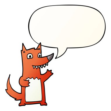 düzgün degrade tarzında karikatür kurt ve konuşma balonu