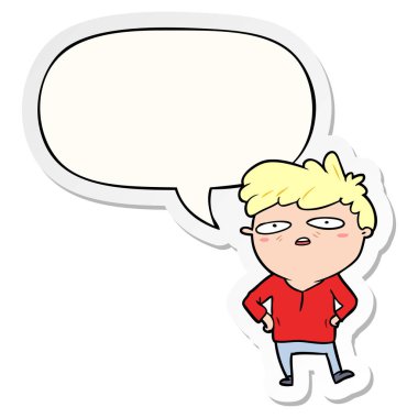 karikatür sabırsız adam ve konuşma kabarcık etiket