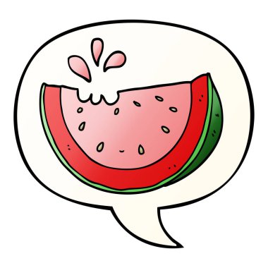 karikatür karpuz ve konuşma balonu pürüzsüz degrade tarzında