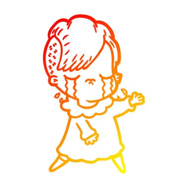 sıcak degrade çizgi çizim karikatür ağlayan kız