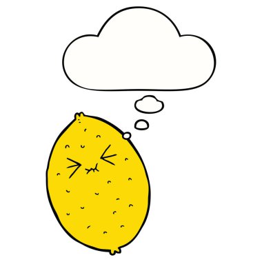 karikatür acı limon ve düşünce balonu