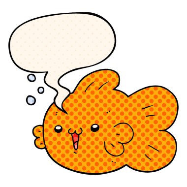 çizgi roman tarzında karikatür balık ve konuşma balonu