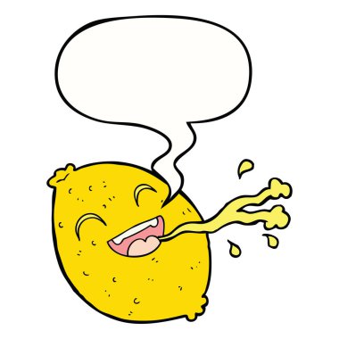 karikatür limon ve konuşma balonu fışkırtma