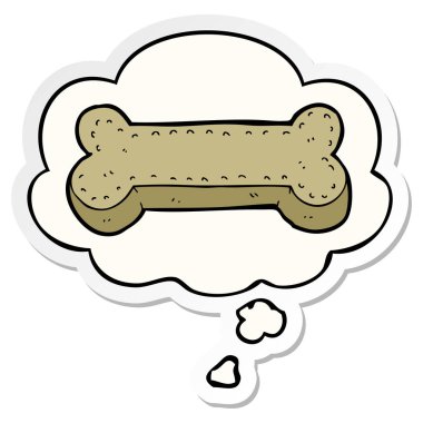 karikatür köpek bisküvi ve baskılı bir etiket olarak kabarcık düşünce