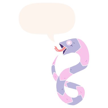 retro tarzında karikatür yılan ve konuşma balonu