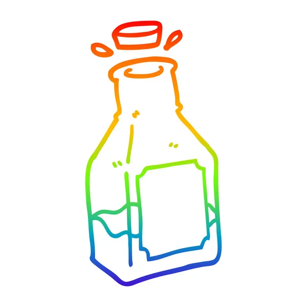 Rainbow gradient linje ritning tecknad dryck i dekanter — Stock vektor