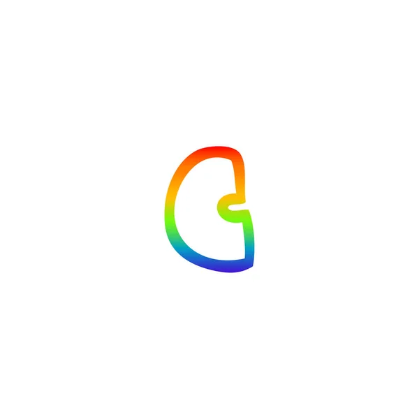 Rainbow gradient line drawing cartoon letter c — Stock Vector