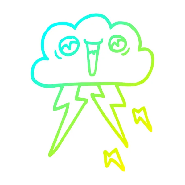 천둥 구름의 차가운 그라데이션 라인 그리기 만화 — 스톡 벡터