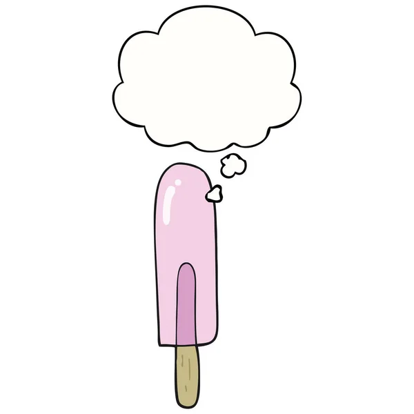 Karikatür buz lolly ve düşünce balonu — Stok Vektör
