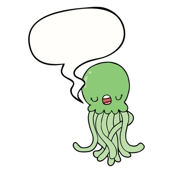 Jellyfish kreskówki i bańka mowy — Wektor stockowy