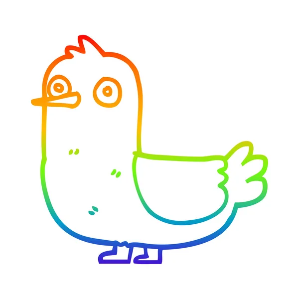 Regenbogen-Gradienten-Linie Zeichnung Cartoon roter Vogel — Stockvektor