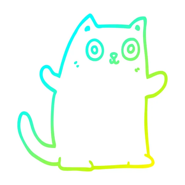 Холодная градиентная линия рисования мультяшной кошки — стоковый вектор