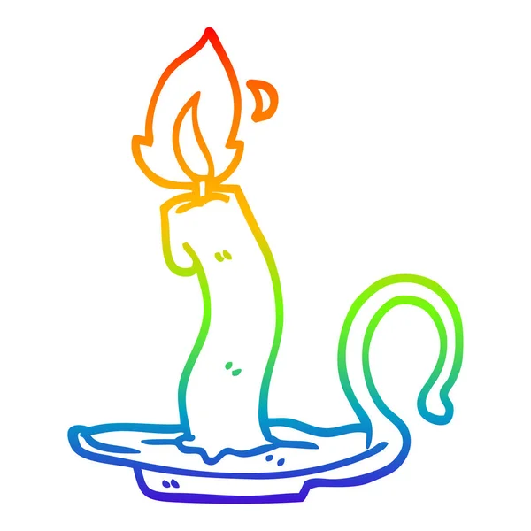 Duhový gradient čára kresba kreslená hořící svíčka — Stockový vektor