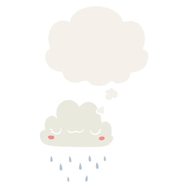 Karikatür fırtına bulut ve retro tarzında düşünce balonu — Stok Vektör