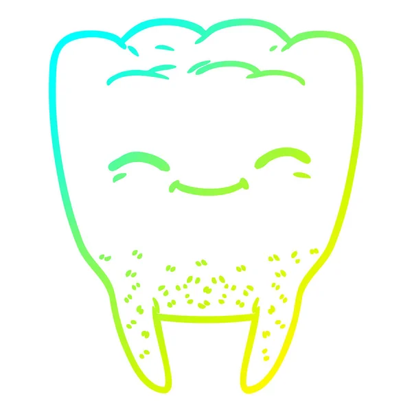 Línea de gradiente frío dibujo diente de dibujos animados — Archivo Imágenes Vectoriales