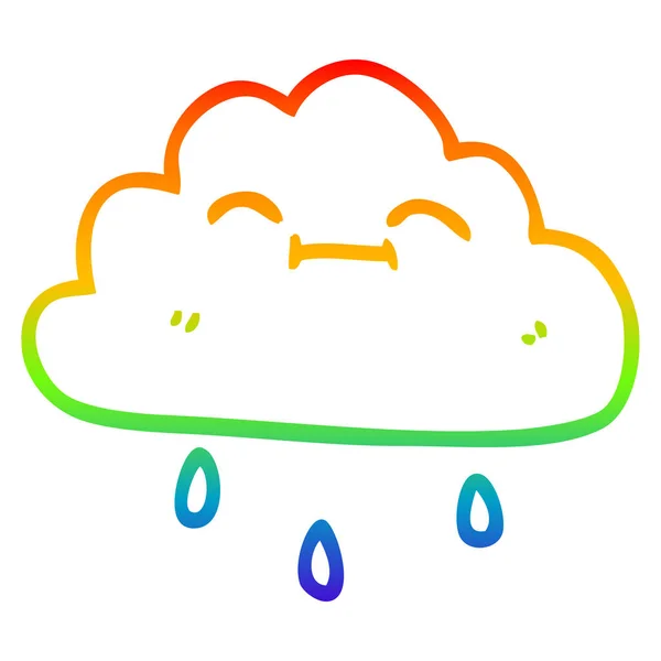 Веселка градієнтна лінія малюнок мультфільм щаслива хмара дощу — стоковий вектор