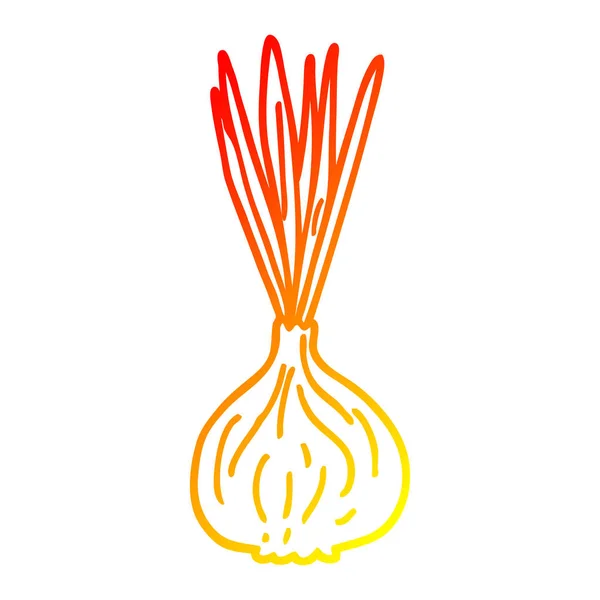 Línea de gradiente caliente dibujo de dibujos animados que brotan cebolla — Vector de stock