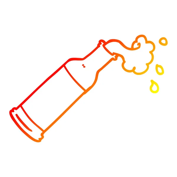 Warm gradient line drawing cartoon foaming bottle — Stock Vector