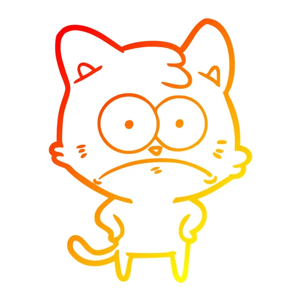 暖かいグラデーションライン描画漫画神経質な猫 — ストックベクタ