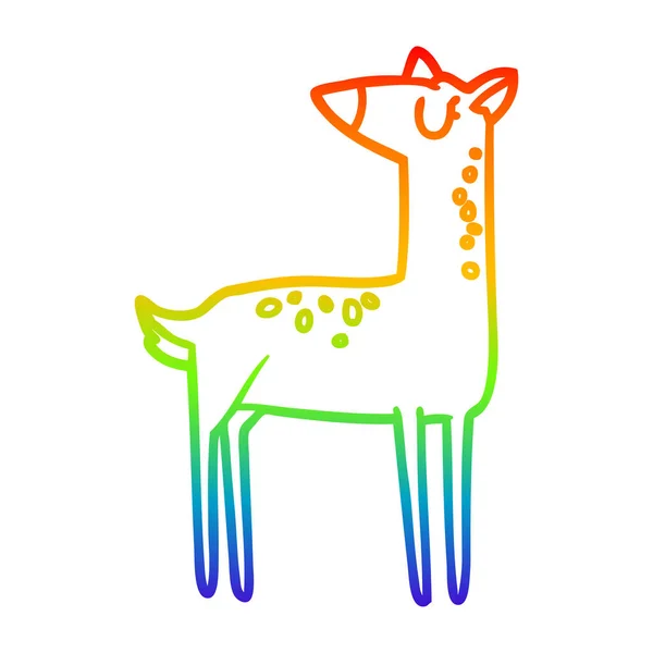 Rainbow gradient line drawing cartoon deer — Stock Vector