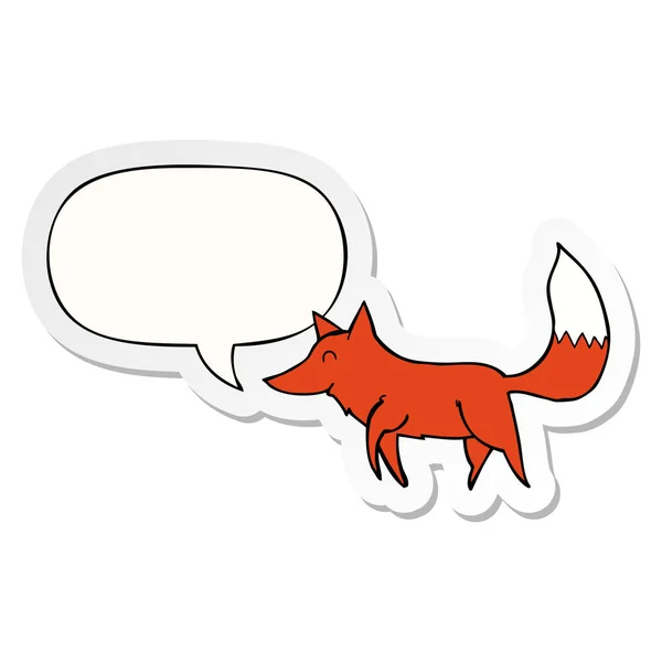 Cartoon wolf and speech bubble sticker — Stock Vector