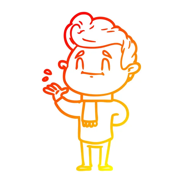 Linea gradiente caldo disegno felice uomo cartone animato — Vettoriale Stock