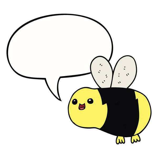 Abeja de dibujos animados y burbuja del habla — Vector de stock