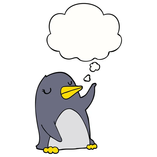 Cartoon pinguïn en gedachte Bubble — Stockvector